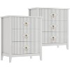 2Pcs Wood Nightstand Fluted Dresser for Bedroom, 27.5" Wide 3-Drawer Bedside Tables, Modern Chest of Drawers, Storage End Table Living Room, Hallway - 2 of 4