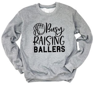 Simply Sage Market Women's Graphic Sweatshirt Busy Raising Ballers Baseball - 1 of 3