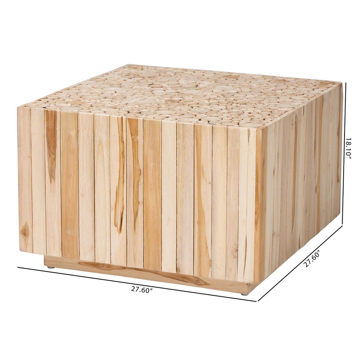 bali & pari Augusta Teak Wood Coffee Table with Unique Repurposed Wood Logs Natural - thumbnail 9