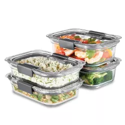 Rubbermaid 8pc Brilliance Glass Food Storage Containers, Set of 4 Food Containers with Lids