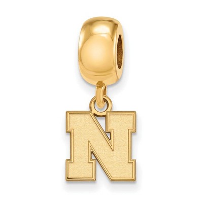 Black Bow Jewelry 14k Yellow Gold Plated Sterling Silver Nebraska Cornhuskers NCAA Bead Charm