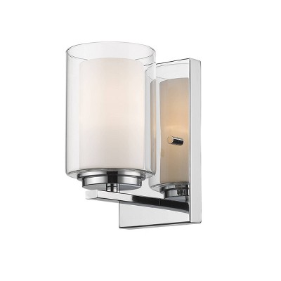 1 Light Wall Sconce with Shade Clear/Matte Opal - Aurora Lighting