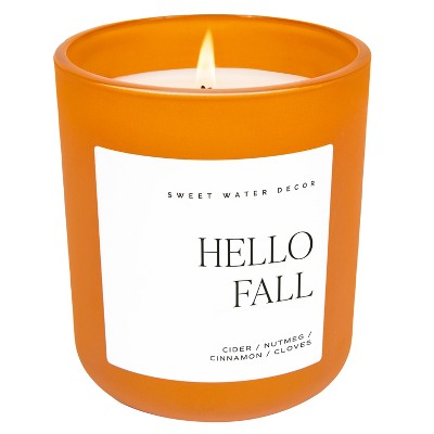 Sweet Water Decor Hello Fall 15oz Orange Matte Jar Candle