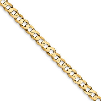 Black Bow Jewelry 3.8mm, 14k Yellow Gold, Open Concave Curb Chain Necklace