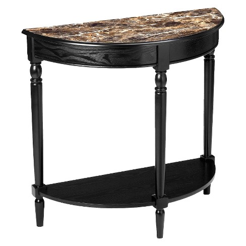 French Country Faux Marble Entryway Table Black Johar Furniture