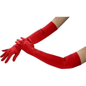 4E’s Novelty Red Satin Gloves - 21" Elbow Length Red Gloves Ideal for 1920s Flapper Costume, Opera Gloves, Long Gloves Women Formal Evening Wear - 1 of 4
