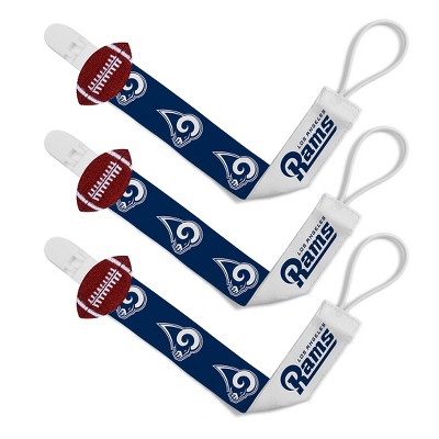 Image of BabyFanatic Officially Licensed Unisex Baby Pacifier Clip 3-Pack NFL Los Angeles Rams