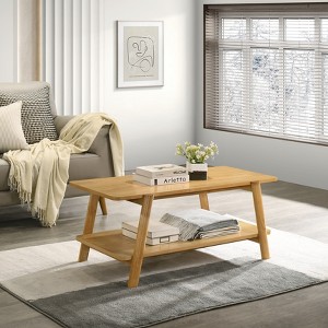 Roundhill Furniture Metz Mid-Century Modern Wood Shelf Coffee Table - 1 of 4
