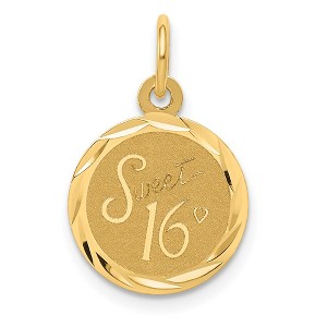 Black Bow Jewelry 14k Yellow Gold Sweet 16 Disc Charm or Pendant, 13mm - 1 of 4