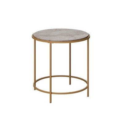 International Lux Wood and Metal Side Table Deco Stone - Sauder