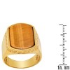 Steeltime men's 14k gold plated sterling silver and tiger eye ring with greek key accents - 3 of 3