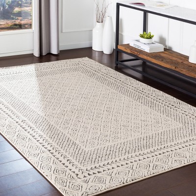 Gray and Cream Rectangular Stain-Resistant Area Rug