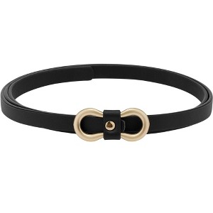 INSPIRE CHIC Women's Skinny Extra 8-Shaped Golden Buckle Holeless Waist Belts - 1 of 4