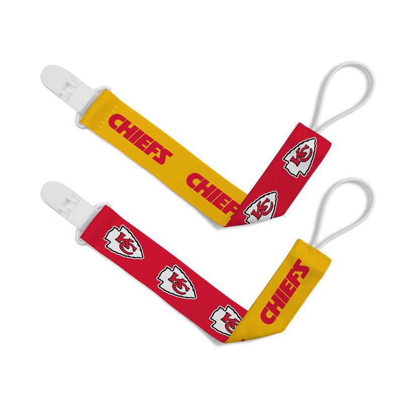 BabyFanatic Officially Licensed Unisex Baby Pacifier Clip 2-Pack - NFL Kansas City Chiefs, 1 of 6