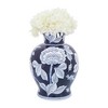 Sagebrook Home Blue and White Ceramic Vase - Contemporary 9" Floral Chinoiserie Vase for Home or Office Decor - 3 of 4
