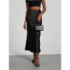 Women's Satin Maxi Skirt - High Waist A-Line Long Skirt for Elegant Office Wear Black - 4 of 4