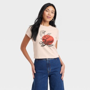 Women's Miller Eagle Short Sleeve Graphic Baby T-Shirt - Beige - 1 of 3