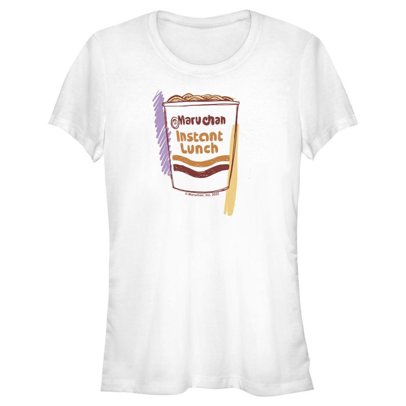 Juniors Womens Maruchan Instant Lunch Sketch T-Shirt, 1 of 5