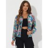INSPIRE CHIC Women's Holographic Shiny Long Sleeve Zipper Hooded Metallic Jacket - 2 of 4