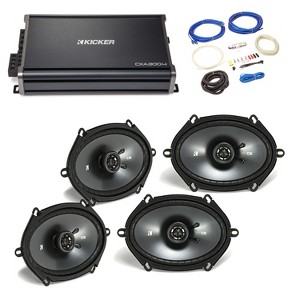 Kicker 43CSC684 6x8” CS-Series Speakers (2 pair) with 43CXA3004 CX-Series Amplifier and wire kit - 1 of 4