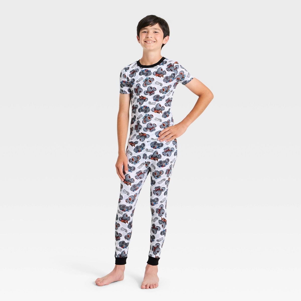 Boys' 4pc Hot Wheels Snug Fit Pajama Set - Black - thumbnail 3