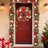 24 Inch Christmas Wreath, Winter Door Wreath Red Holiday Wreath with Flower & Bow Ribbon for Indoor Outdoor Decor - 4 of 4