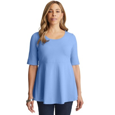 Jessica London Women's Plus Size Stretch Cotton Peplum Tunic