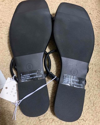 Women's Luisa Ankle Strap Thong Sandals - A New Day™ Black 12 : Target