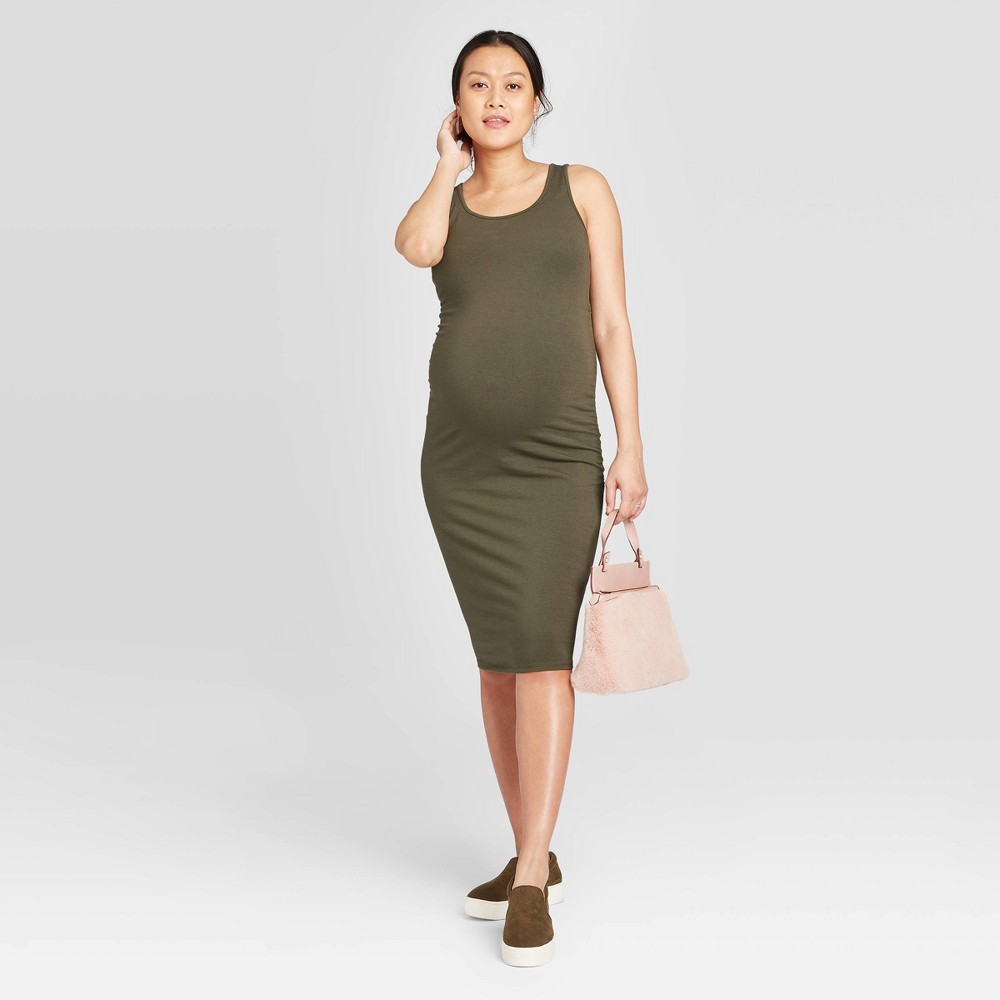 Sleeveless T-Shirt Maternity Dress - Isabel Maternity by Ingrid & Isabel Olive S, Green was $22.99 now $10.0 (57.0% off)