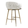 Kumasinova 26" Counter Height Bar Stools Set of 2, Velvet Dining Chair with Hand-Wave Back, Golden Chromed Base & Footrest, Upholstered Counter Stools - 3 of 4