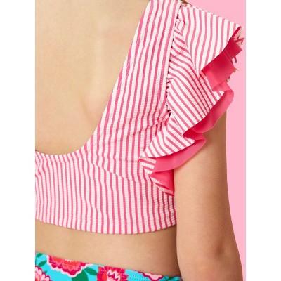 RuffleButts Girls Tween Butterfly Tankini 2-Piece Swimsuit - Bright Blossoms, 12 — фото 4