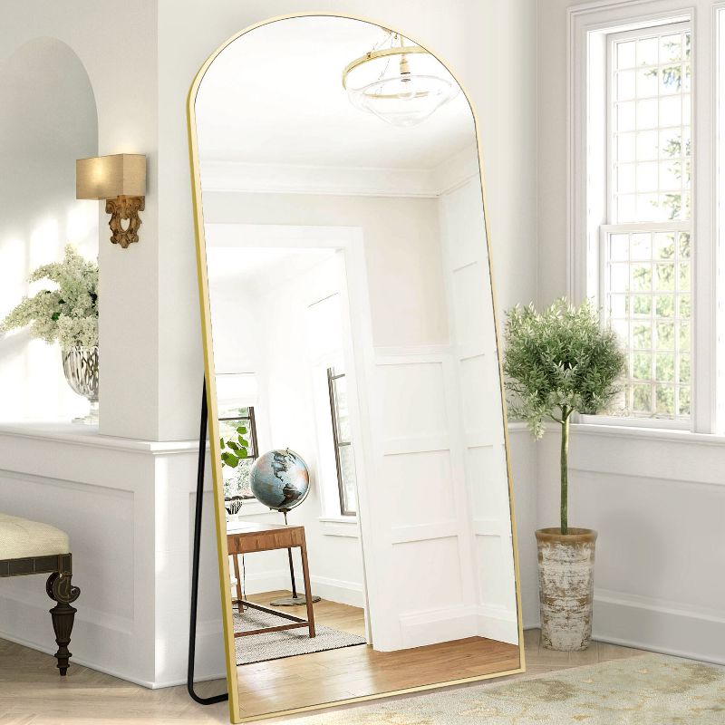 Muselady 70" Height x 31.5" Width Oversize Arch-Crowned Top Dressing Full Length Mirrors/Leaning Floor Mirrors With Stand-The Pop Home, 1 of 9