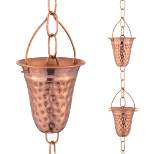 Marrgon Copper Rain Chain with Hammered Bell Style Cups for Gutter Downspout Replacement