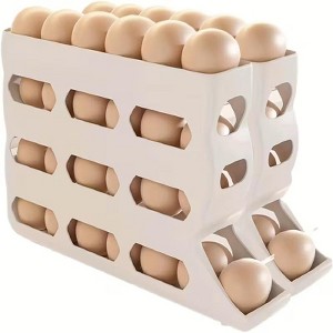 Attop 30 Eggs Refrigerator Holder - Automatic Rolling Refrigerator Egg Organiser, Space Saving Egg Dispenser Holder - 1 of 4