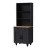 PDTEND Modern Kitchen Pantry Cabinet with Adjustable Shelves and 4 Solid Wood Gourd Legs - 2 of 4