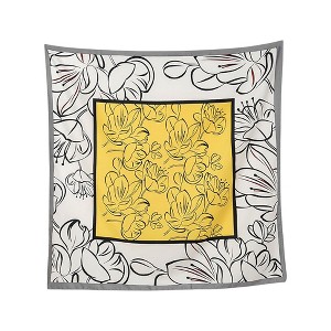 Anna-Kaci Women's Outlined Floral Print Square Ring Scarf with Soft Silky Fabric Lightweight Versatile Neck and Hair Accessory - 1 of 4