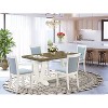 HomeStock 5-Piece Rectangle Wire Brushed Linen White Finish Solid Wood Top Dining Table with 4 Parson Chair - 2 of 4