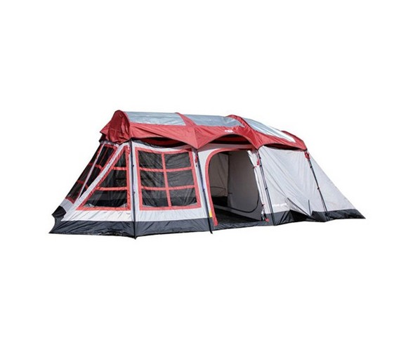 Tahoe Gear Glacier 12-14 Person 3-Season Family Cabin Tent, Red And Gray