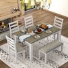 CENGHU Rustic Style 6-Piece Dining Room Table Set with 4 Ergonomic Designed Chairs & a Bench, Dining Table Set for 6 - 2 of 4