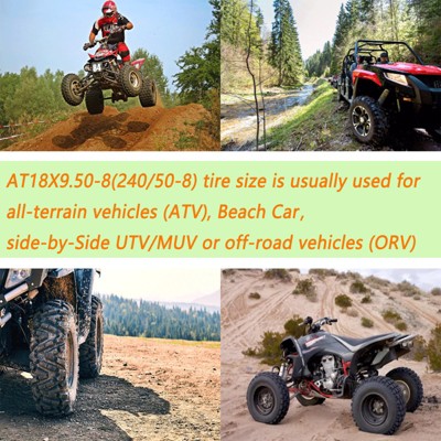 Set of 2 ATV Tires All-Terrain Tires 18X9.50-8 4PR ATV UTV Trail Sand Mud Off-Road Tires Tubeless