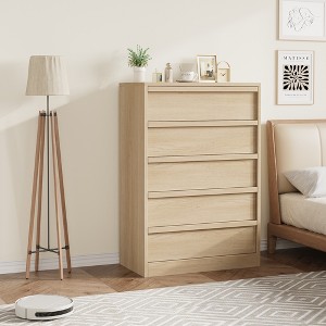 Dresser with 5 Drawer  for Bedroom,  Tall Dresser with Large Drawers Storage, Dresser Organizer for Living Room, Nursery, Entryway - 1 of 4
