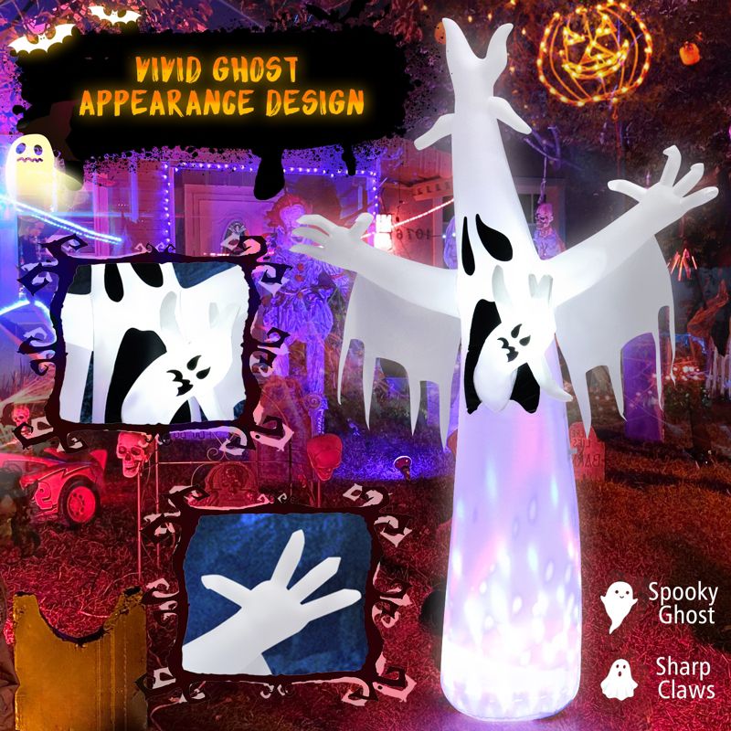 Tangkula 8FT Giant Halloween Inflatable Ghost Blow-up Yard Decoration with Built-in LED Lights & Magic Rotating Lamp Easy Inflation Waterproof Blower, 5 of 11