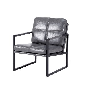 BENCMATE Accent Chairs, Mid-Century Modern Chair with Soft Cushion and Solid Legs for Living Room, Bedroom, Balcony, Gray, 29.13"*25"*32.28" - 1 of 4