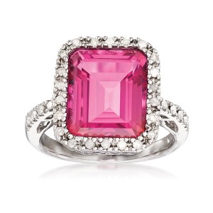 Ross-Simons 6.50 Carat Pink Topaz and .25 ct. t.w. Diamond Ring in Sterling Silver - 1 of 4