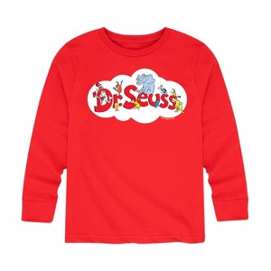 Boys' - Dr. Seuss - Cat and the Hat and Friends Cloud Logo Long Sleeve Graphic T-Shirt - 1 of 4