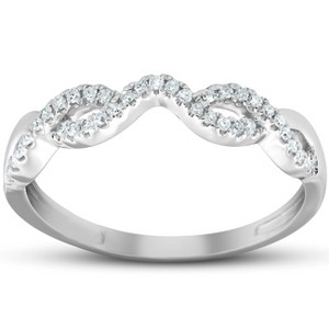 Pompeii3 Countour Infinity Diamond Guard Engagement Wedding Ring Enhancer 10k White Gold - 1 of 4