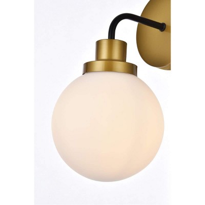 Hanson Black and Brass Dimmable Wall Sconce with Frosted Shade