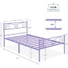 Purple Twin Metal Bed Frame with Headboard, Footboard, 12.2-Inch Storage, Steel Slats, No Box Spring - 2 of 4
