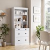 Bookshelf with 3 Drawers, 71in Tall Bookcase Shelf with 3-Tier Shelves, Display Bookshelves Cabinet for Bedroom, Living Room, Home Office, White - 2 of 4