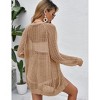 Women Crochet Lightweight Summer Cardigans Cover Up Open Front Long Sleeve - 3 of 4